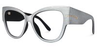 Elektra - Sleek Brushed Cat-Eye Designer Gray Glasses