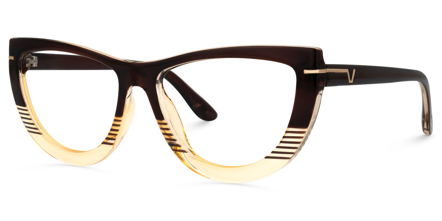 Rhea - Retro Brown Ombre Eyeglasses Tan Fade | Vooglam Front View