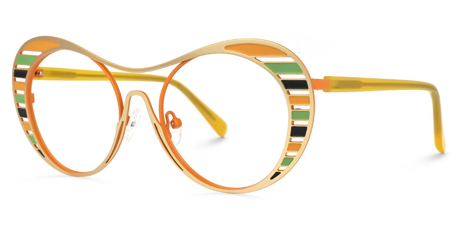 Abital - Aviator Yellow Eyeglasses | Vooglam Front View