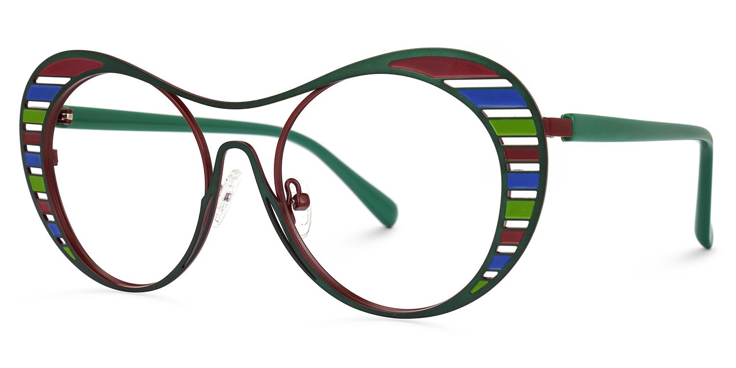 Abital - Aviator Green Eyeglasses | Vooglam Front View