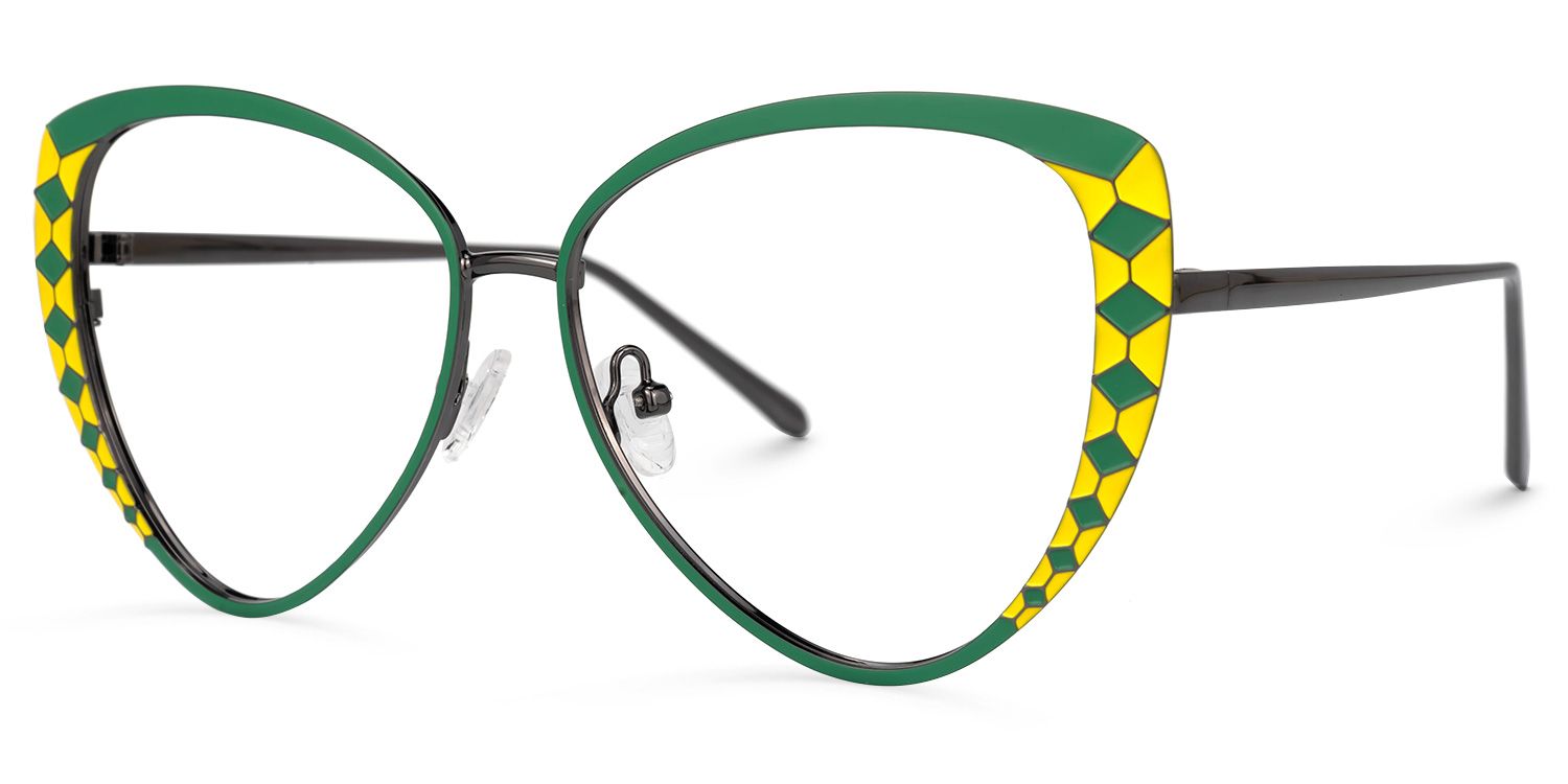 Tristan - Geometric Green Eyeglasses | Vooglam Front View