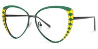 Tristan - Geometric Green Eyeglasses | Vooglam Front View