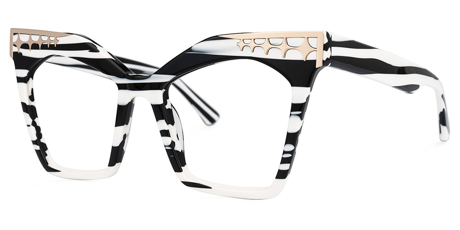 Berton - Square Black/White Eyeglasses | Vooglam Front View