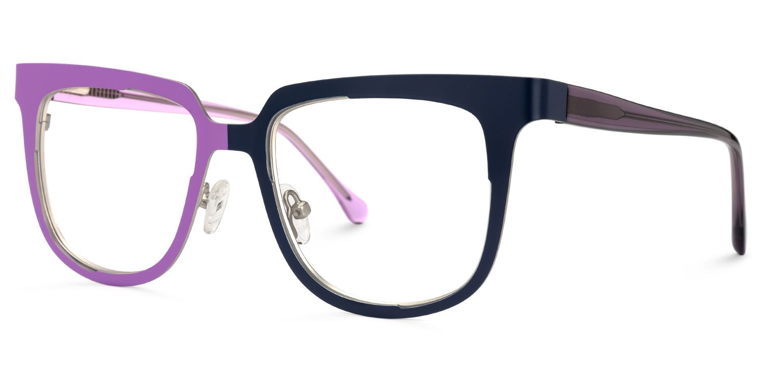 Abrina - Square Purple Two-tone Eyeglasses | Vooglam Front View