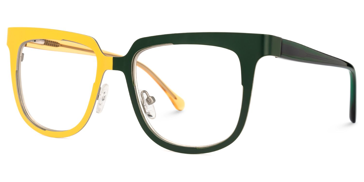 Abrina - Square Yellow Two-tone Eyeglasses | Vooglam Front View
