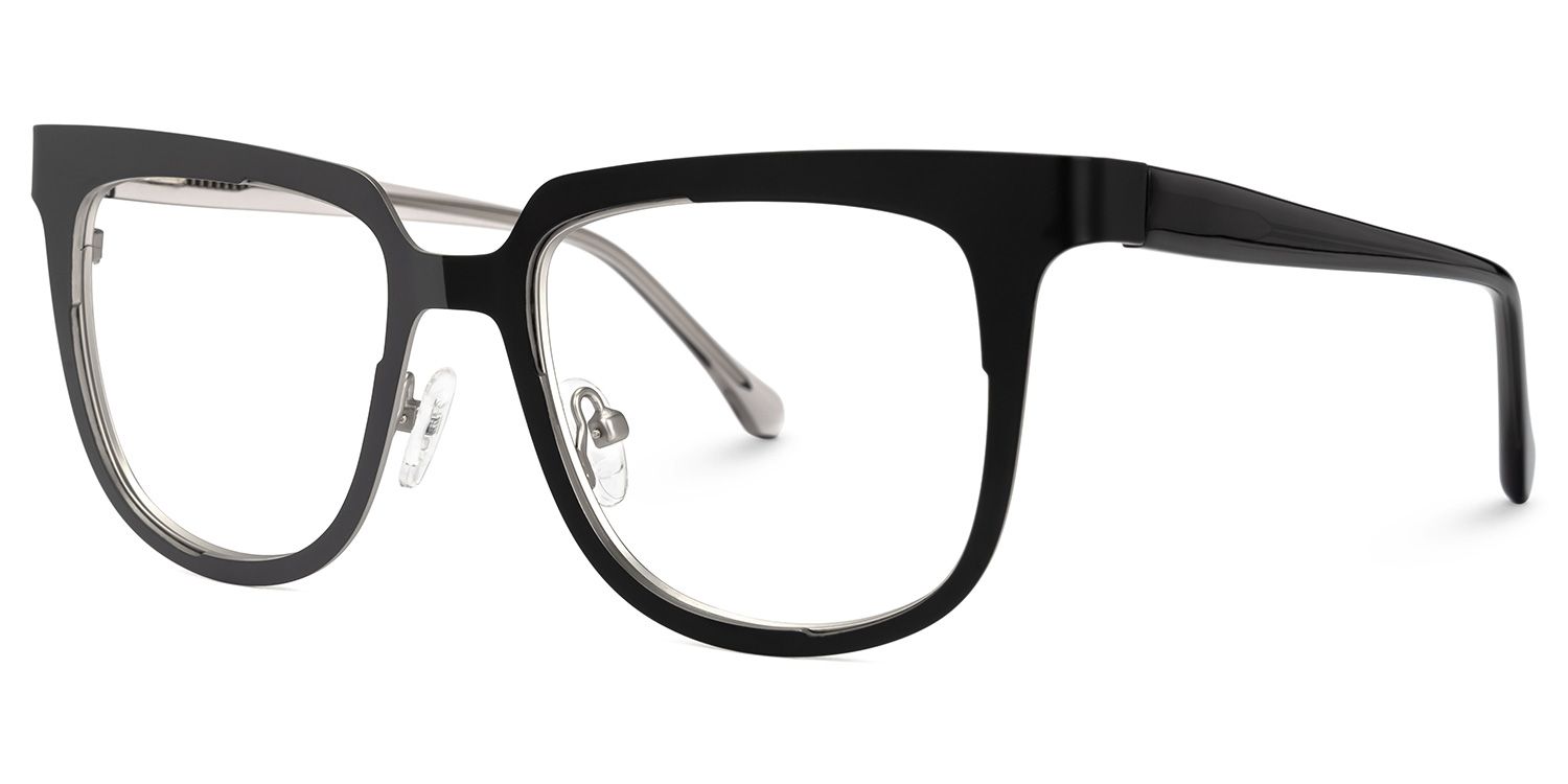 Abrina - Square Black Two-tone Eyeglasses | Vooglam Front View