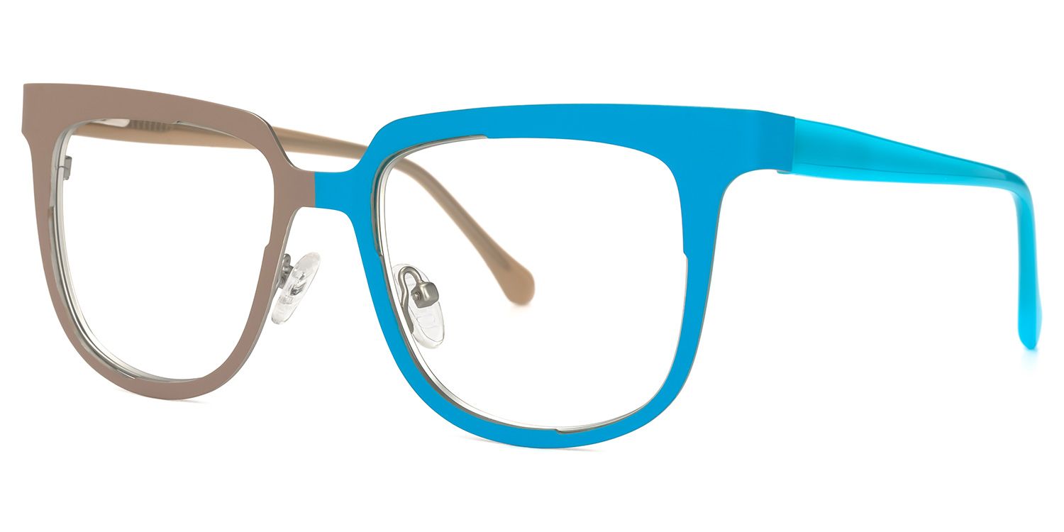 Abrina - Square Blue Two-tone Eyeglasses | Vooglam Front View