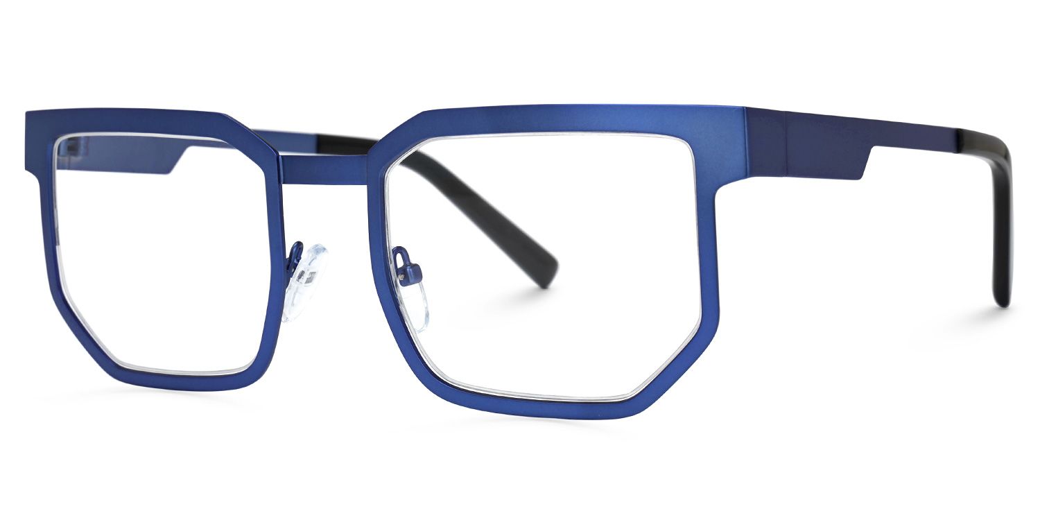 Resa - Rectangle Blue Eyeglasses | Vooglam Front View