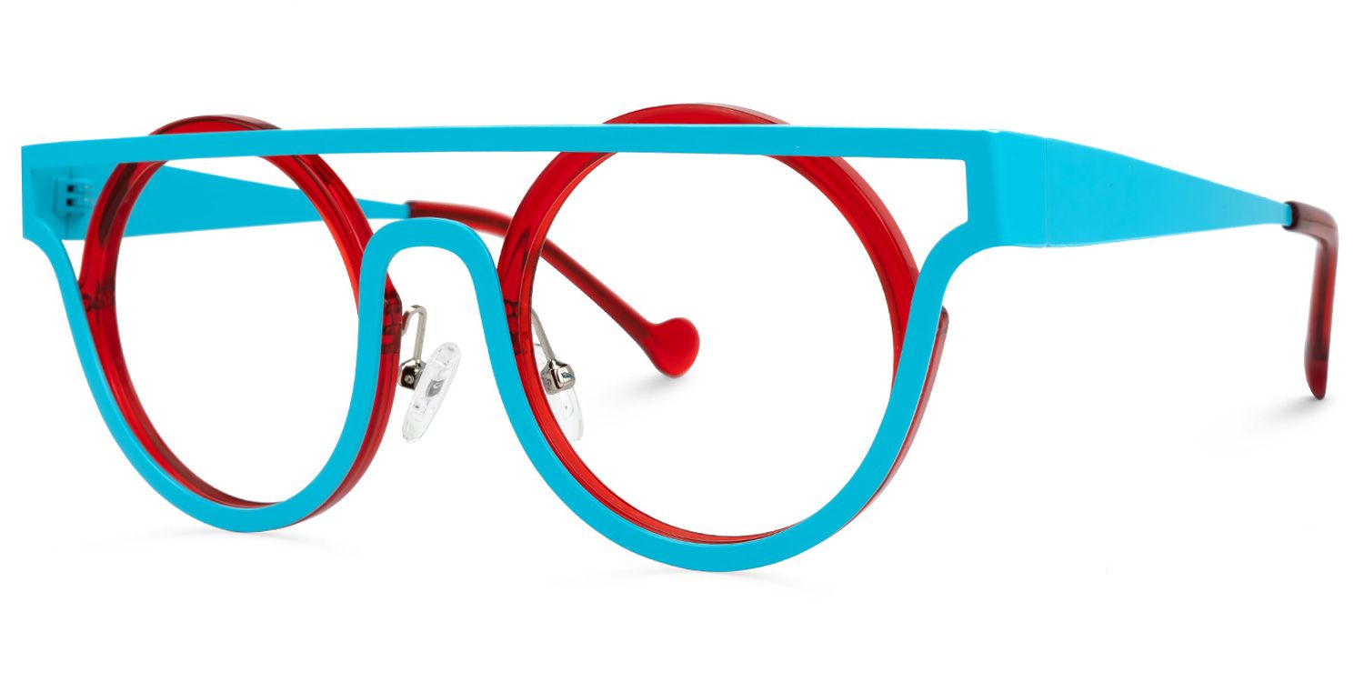 Acantha - Aviator Blue/Red Eyeglasses | Vooglam Front View
