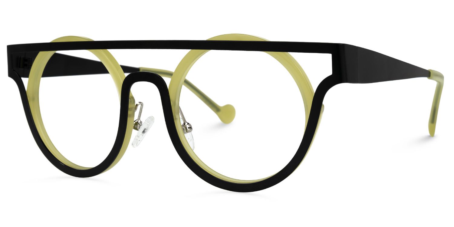Acantha - Aviator Black/Green Eyeglasses | Vooglam Front View