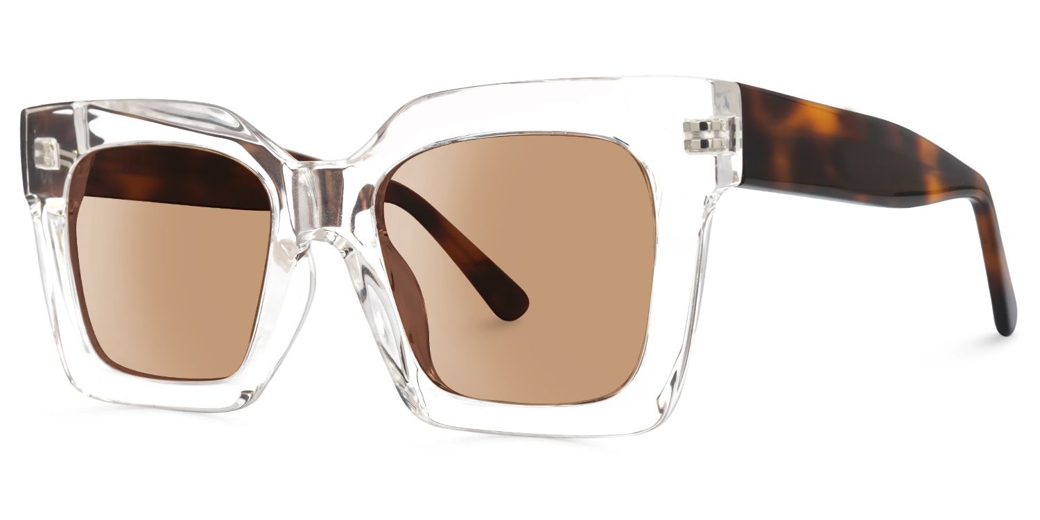 Marilu - Rectangle Crystal Sunglasses | Vooglam Front View