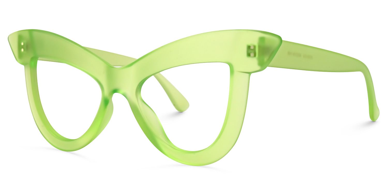 Cat Eye Light/Green Eyeglasses | Vooglam.com Front View