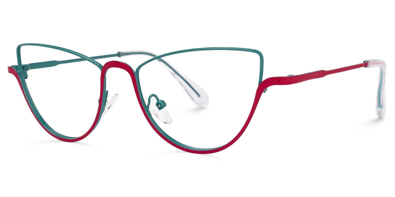 Acco - Cat Eye Red/Green Eyeglasses | Vooglam Front View