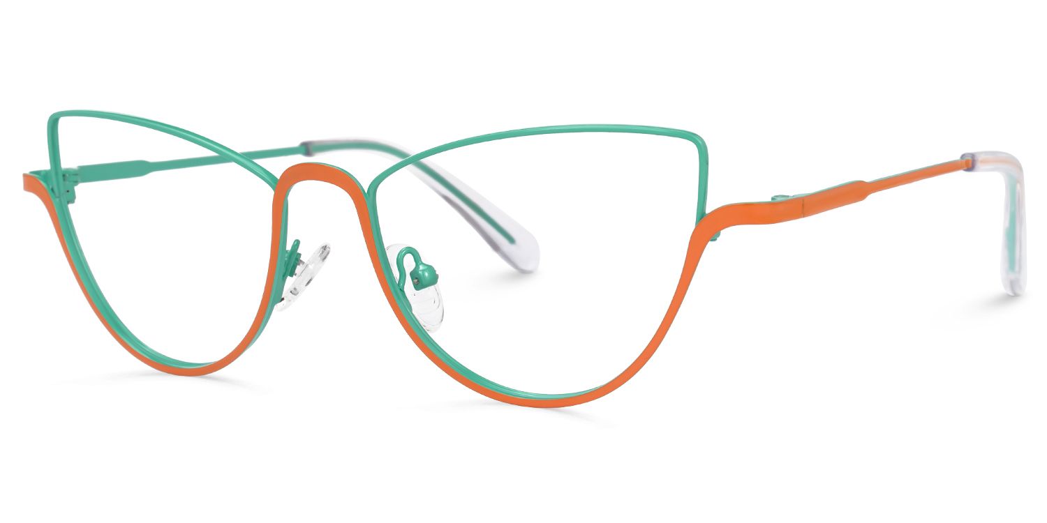Acco - Cat Eye Orange/Green Eyeglasses | Vooglam Front View