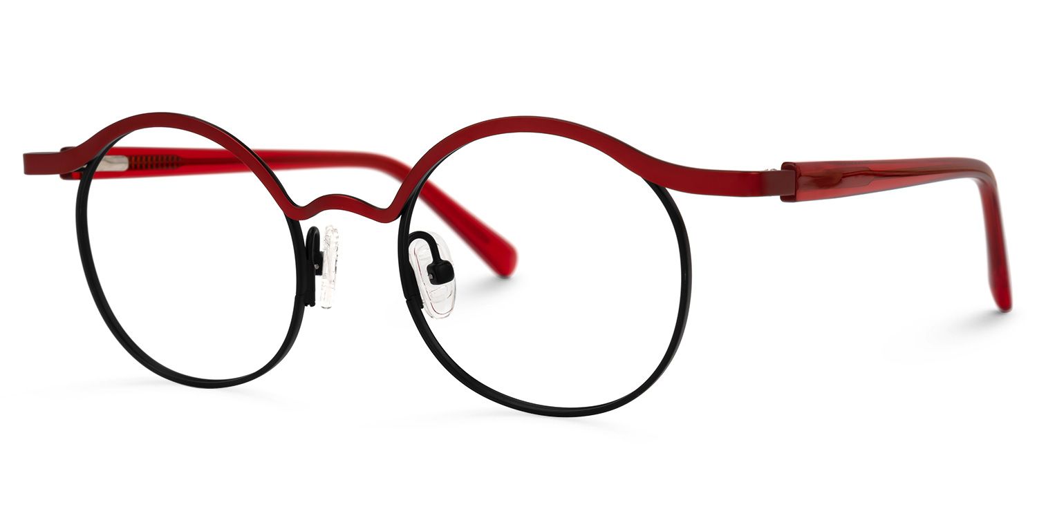 Aceline - Browline Red Eyeglasses | Vooglam Front View