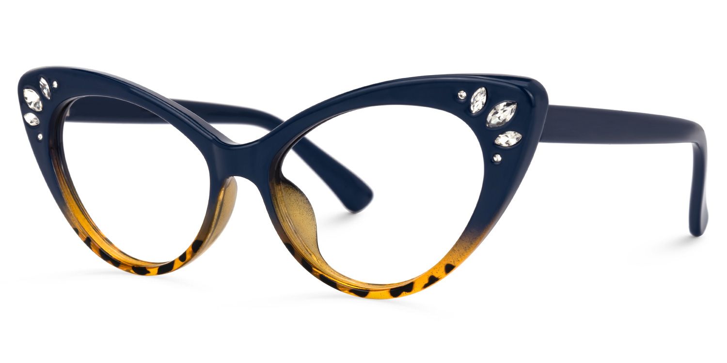 Achaia - Cat Eye Blue/Tortoise Eyeglasses | Vooglam Front View