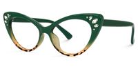 Achaia - Cat Eye Green/Tortoise Eyeglasses | Vooglam Front View