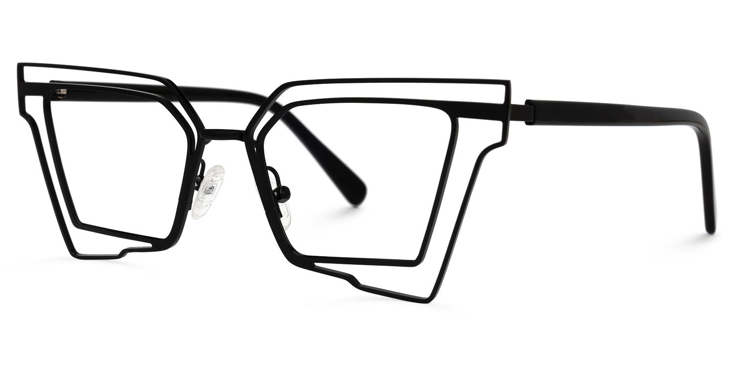 Achava - Geometric Black Eyeglasses | Vooglam Front View