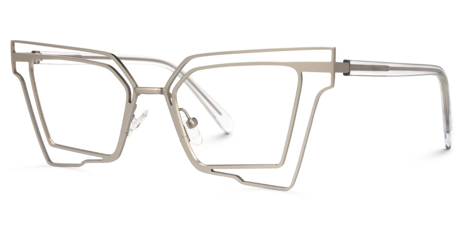Achava - Geometric Silver Eyeglasses | Vooglam Front View