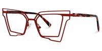 Achava - Geometric Red Eyeglasses | Vooglam Front View