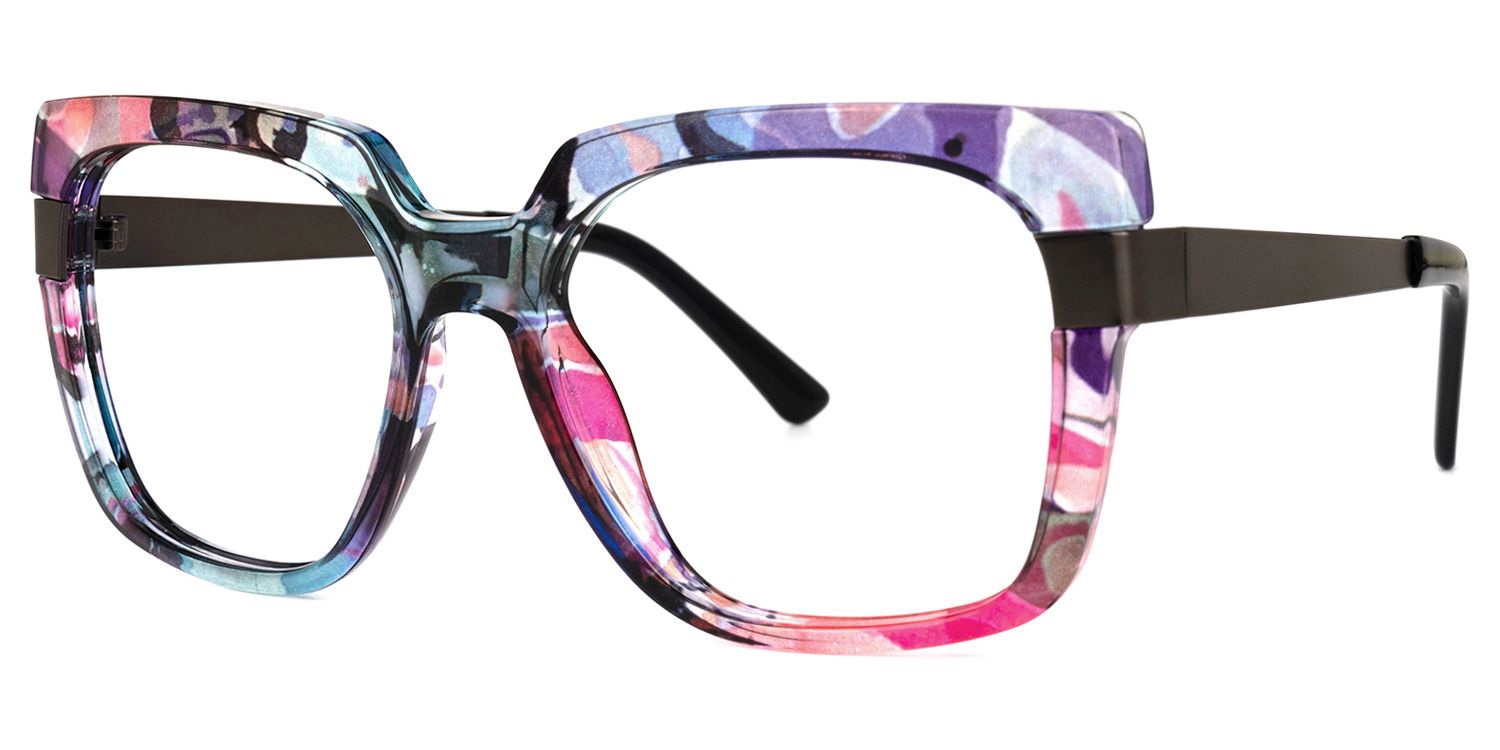 Abeni - Square Purple/Floral Eyeglasses | Vooglam Front View