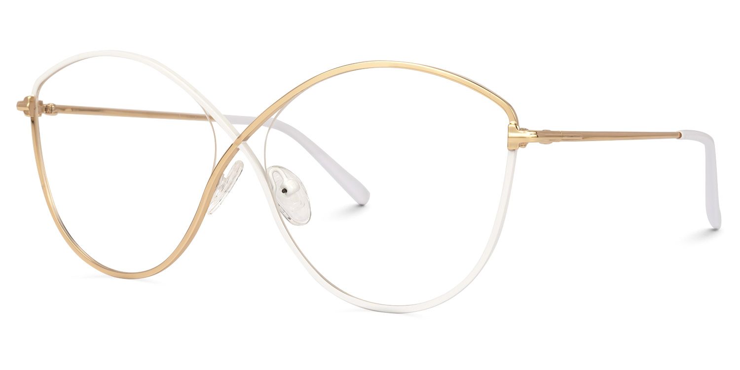 Iliana - Butterfly White/Gold Eyeglasses | Vooglam Front View