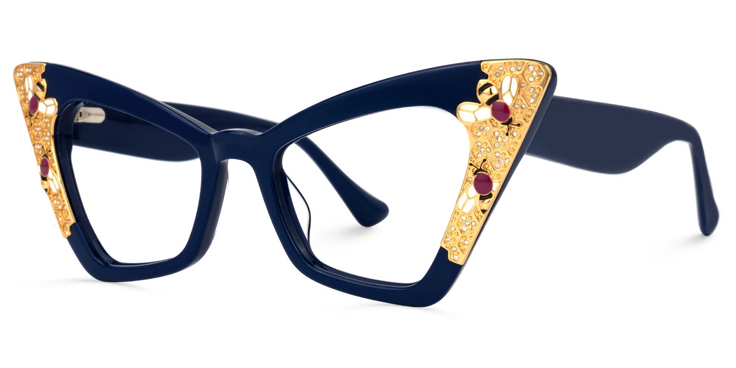 Adalet - Cat Eye Blue Eyeglasses | Vooglam Front View