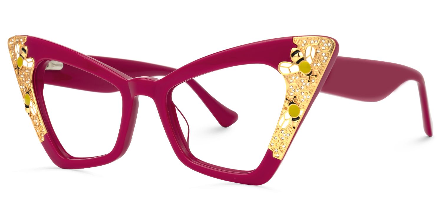Adalet - Cat Eye Red Eyeglasses | Vooglam Front View