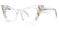 Adalet - Cat Eye Crystal Eyeglasses | Vooglam Front View