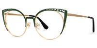 Adamina - Cat Eye Green Eyeglasses | Vooglam Front View
