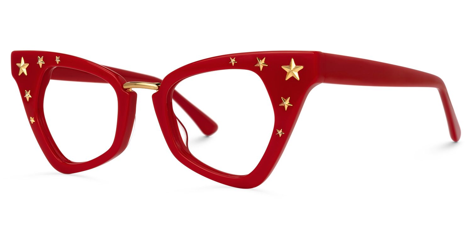 Adamma - Cat Eye Red Eyeglasses | Vooglam Front View