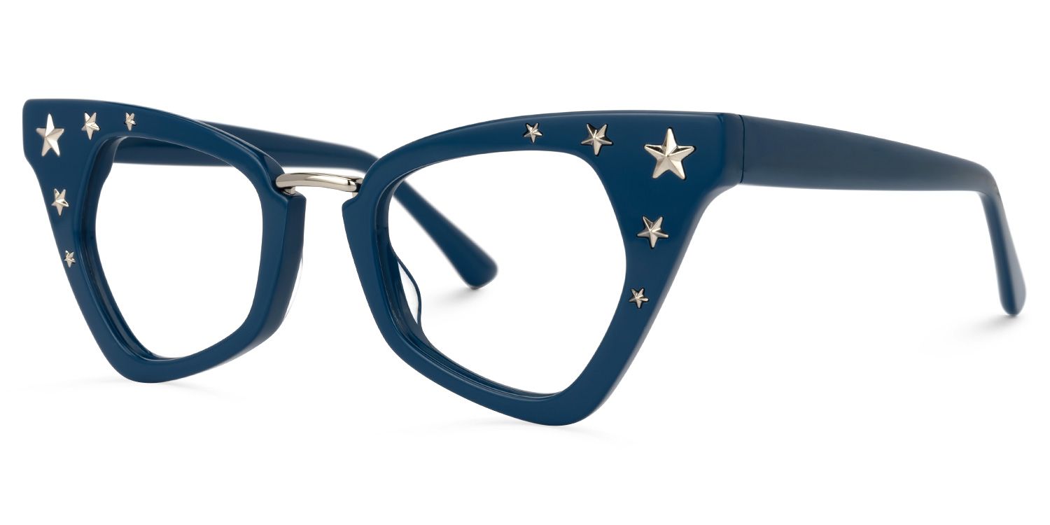 Adamma - Cat Eye Blue Eyeglasses | Vooglam Front View