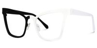 Adan - Cat Eye Black/White Two-tone Eyeglasses | Vooglam Front View