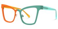 Adan - Cat Eye Orange/Green Two-tone Eyeglasses | Vooglam Front View