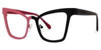 Adan - Cat Eye Red/Black Two-tone Eyeglasses | Vooglam Front View
