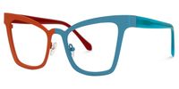 Adan - Cat Eye Orange/Blue Two-tone Eyeglasses | Vooglam Front View
