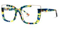 Adana - Rectangle Floral Eyeglasses | Vooglam Front View