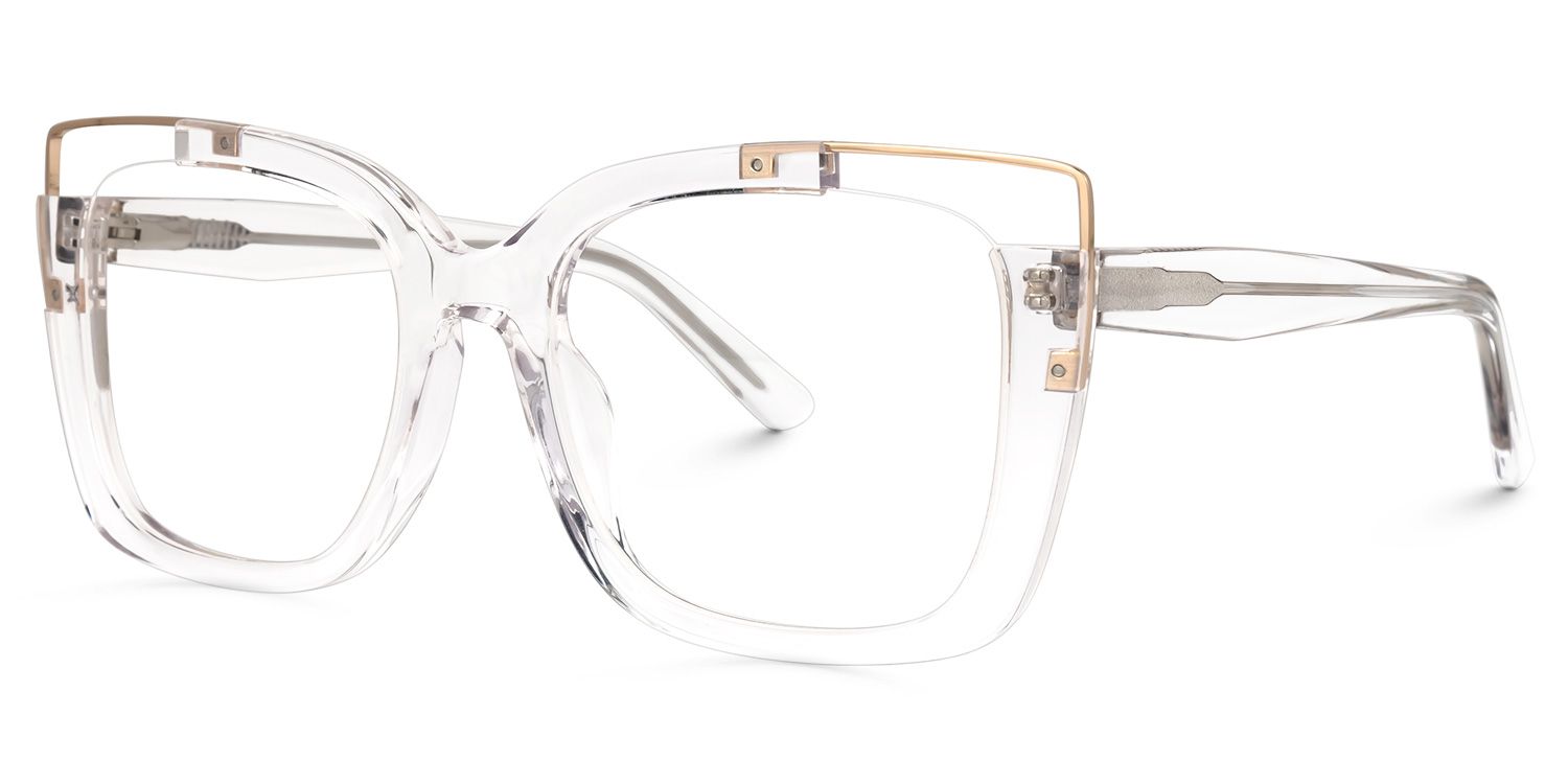 Adana - Rectangle Crystal Eyeglasses | Vooglam Front View
