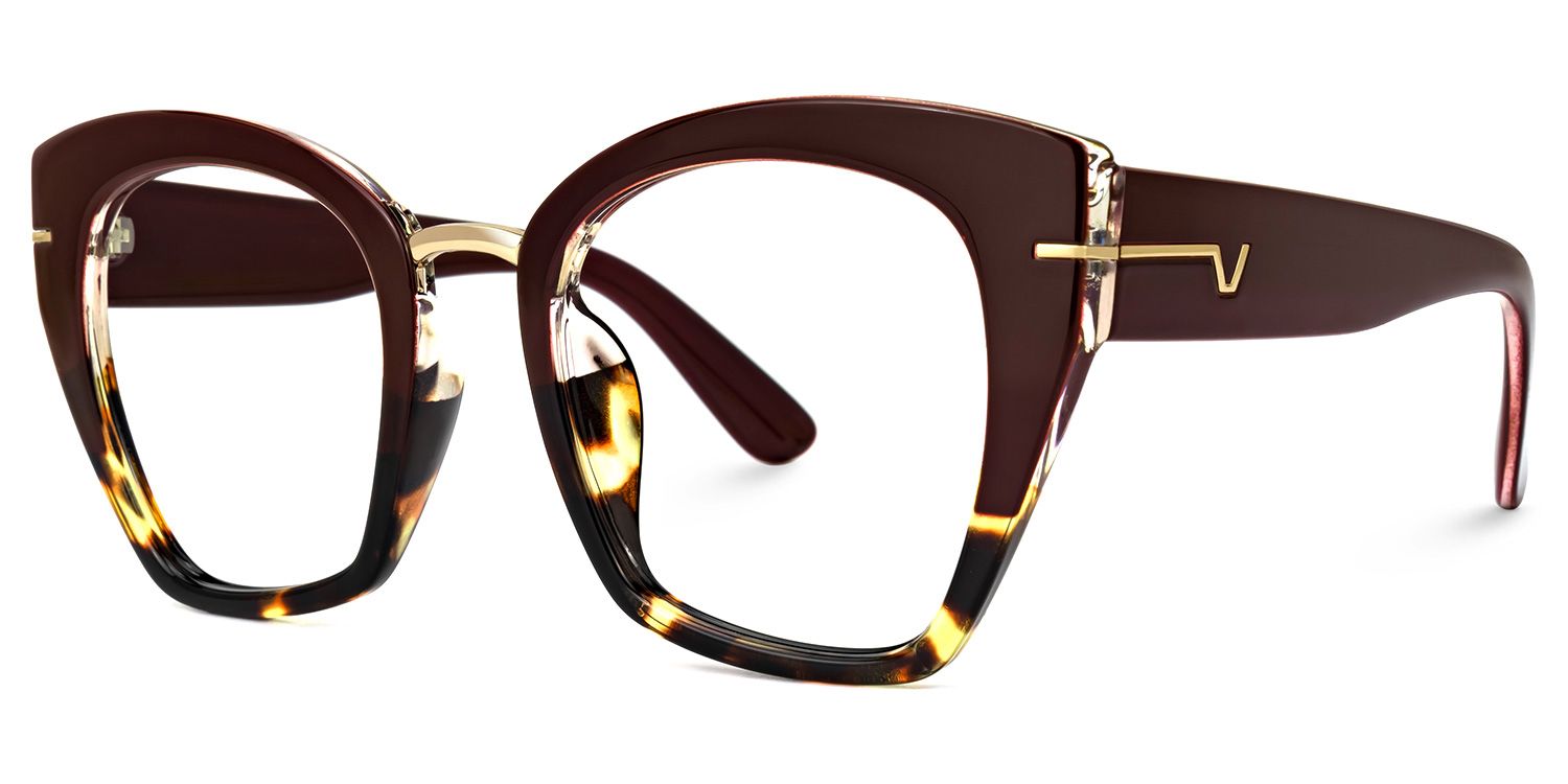 Paulina - Square Wine/Red Eyeglasses │Vooglam Front View