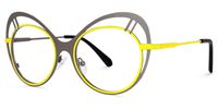 Abiyram - Cat Eye Grey/Yellow Eyeglasses | Vooglam Front View