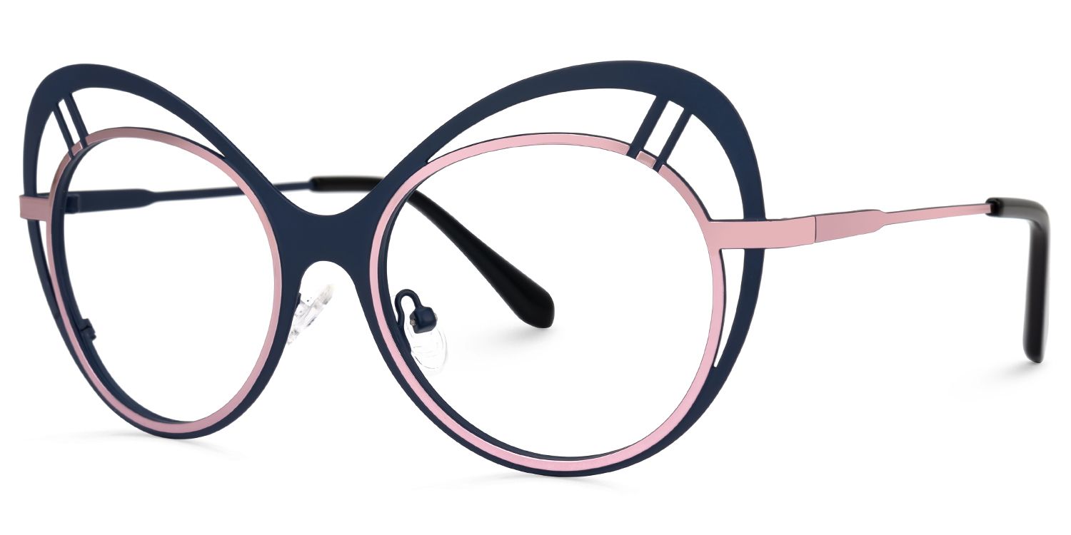 Abiyram - Cat Eye Blue/Pink Eyeglasses | Vooglam Front View