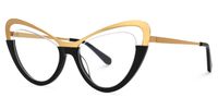 Adeja - Cat Eye Gold/Black Eyeglasses | Vooglam Front View