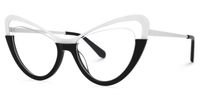 Adeja - Cat Eye White/Black Eyeglasses | Vooglam Front View