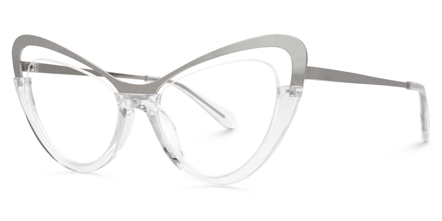Adeja - Cat Eye Grey/Crystal Eyeglasses | Vooglam Front View