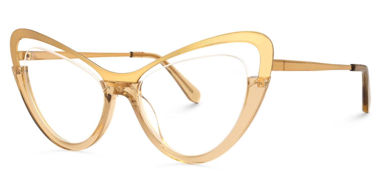 Adeja - Cat Eye Yellow Eyeglasses | Vooglam Front View