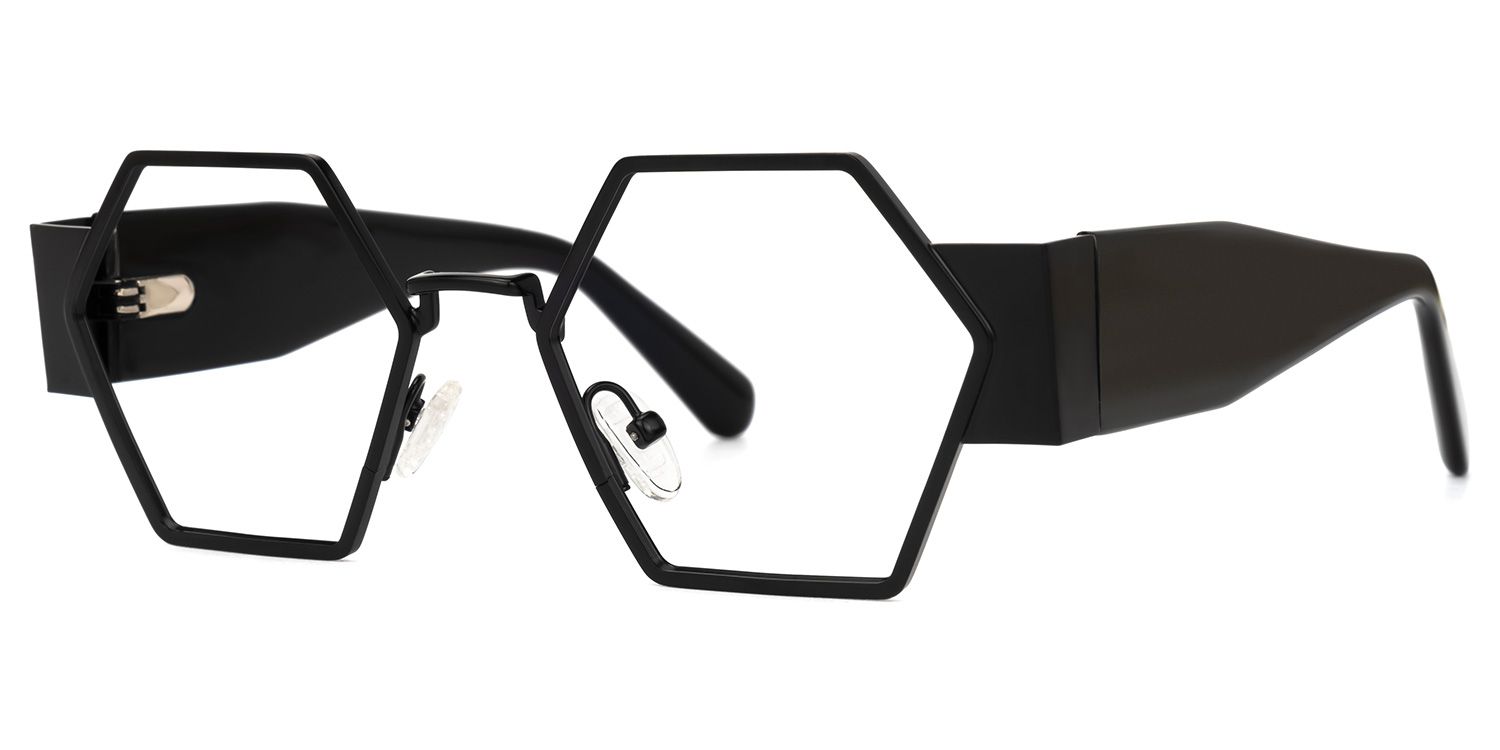 Lizzy - Geometric Black Eyeglasses | Vooglam Front View