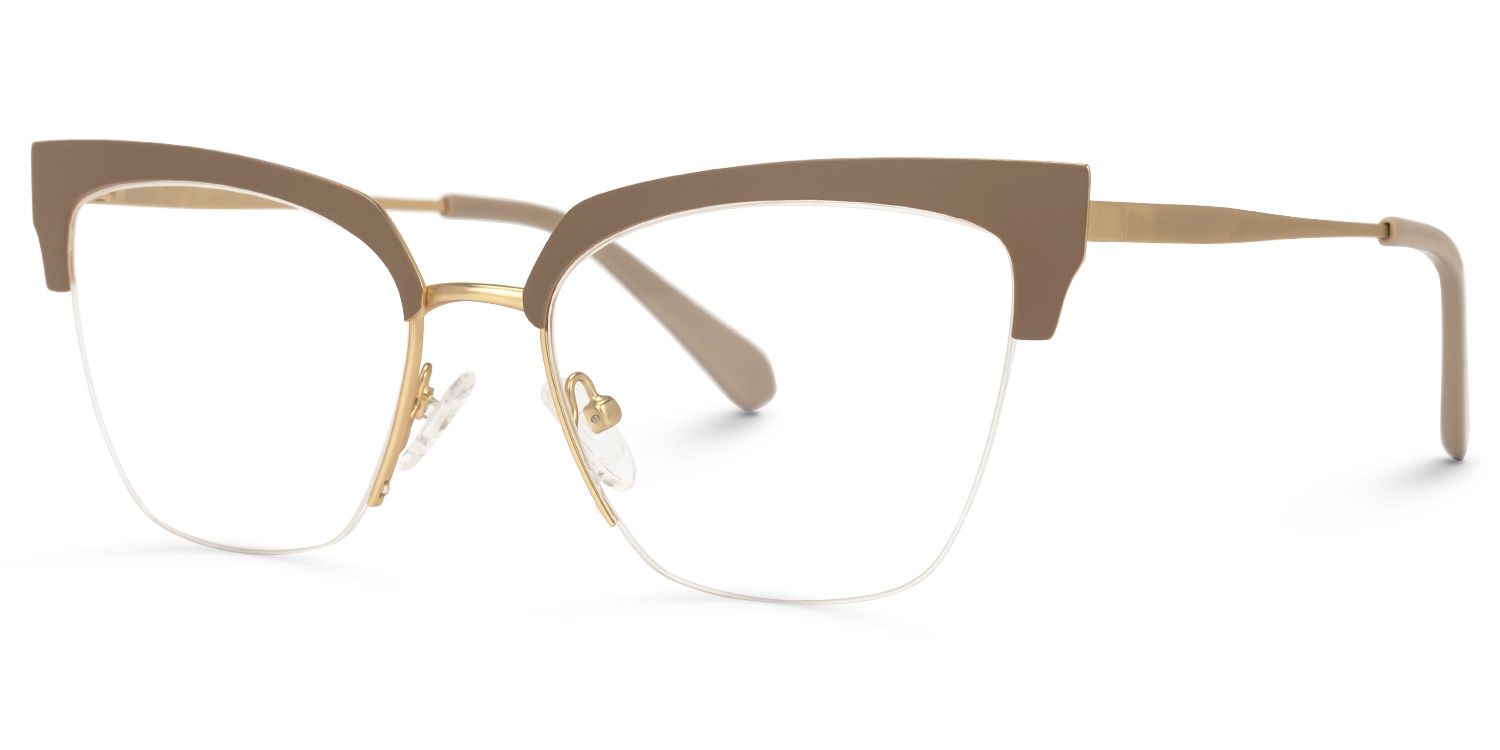 Adelheid - Browline Brown Eyeglasses | Vooglam Front View