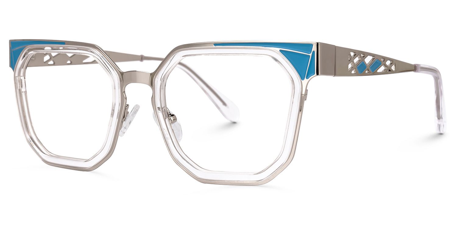Adelia - Geometric Crystal Eyeglasses | Vooglam Front View
