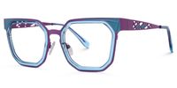 Adelia - Geometric Blue Eyeglasses | Vooglam Front View