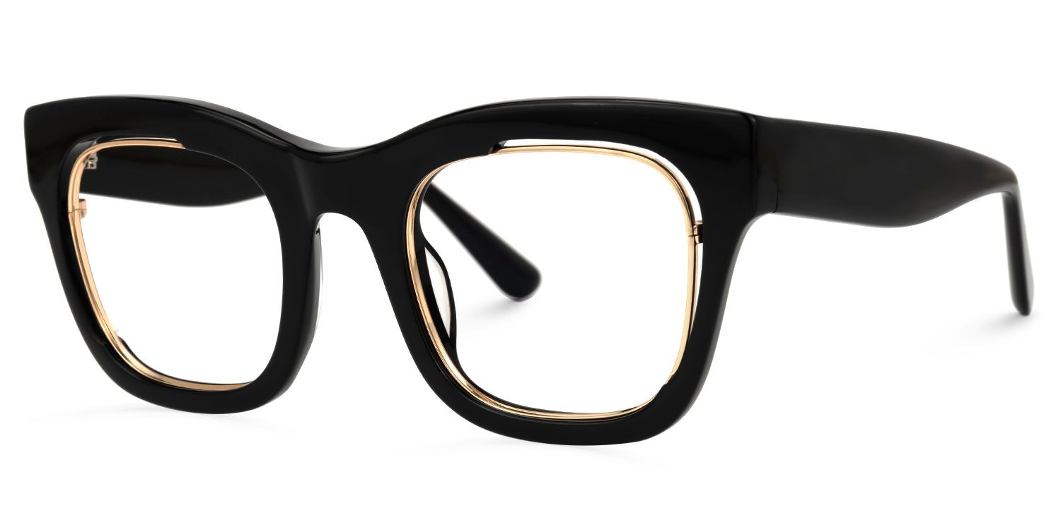 Adeben - Rectangle Black Eyeglasses | Vooglam Front View